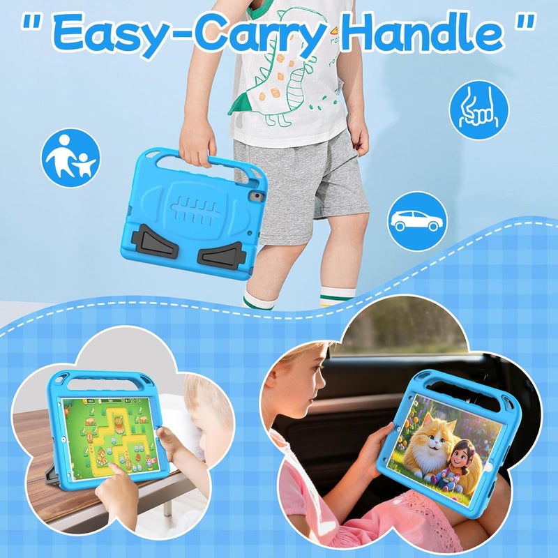 BMOUO Kids Case for iPad 9th/8th/7th Generation (iPad 10.2 Inch, 2021/2020/2019) with Built-in Screen Protector, Durable Shockproof Handle Stand iPad 9th 8th 7th Generation Case for Kids, Blue - Image 4
