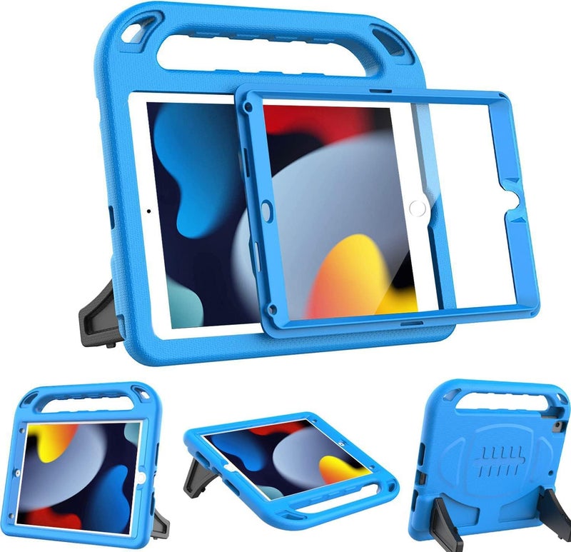 BMOUO Kids Case for iPad 9th/8th/7th Generation (iPad 10.2 Inch, 2021/2020/2019) with Built-in Screen Protector, Durable Shockproof Handle Stand iPad 9th 8th 7th Generation Case for Kids, Blue - Image 1