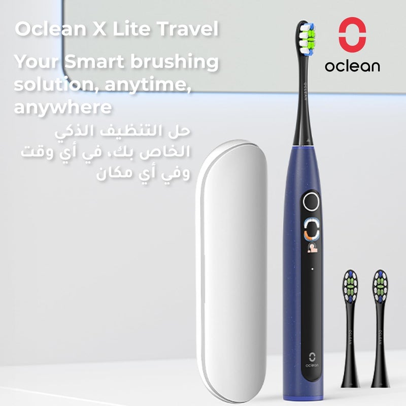 أوكلين مجموعة السفر لفرشاة الأسنان الكهربائية الذكية الصوتية X Lite - اللون الأزرق - ردود فعل الشاشة الذكية - 72,000 حركة - Image 2