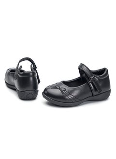 babyqlo Elegant Black Mary Jane School Shoes with Decorative Stitching for Girls  - Image 3