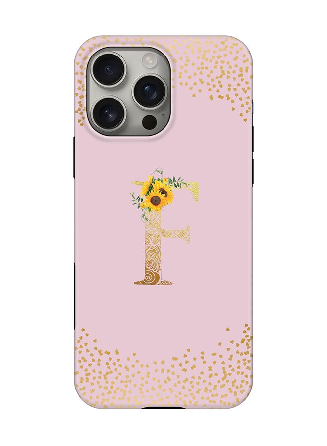 Stylizedd Tough Pro Magnetic Case for iPhone 16 Pro Max, Dual Layer hybrid PC + TPU Mobile Cover Matte - Custom Floral Monogram - F  (Pink ) - Image 1