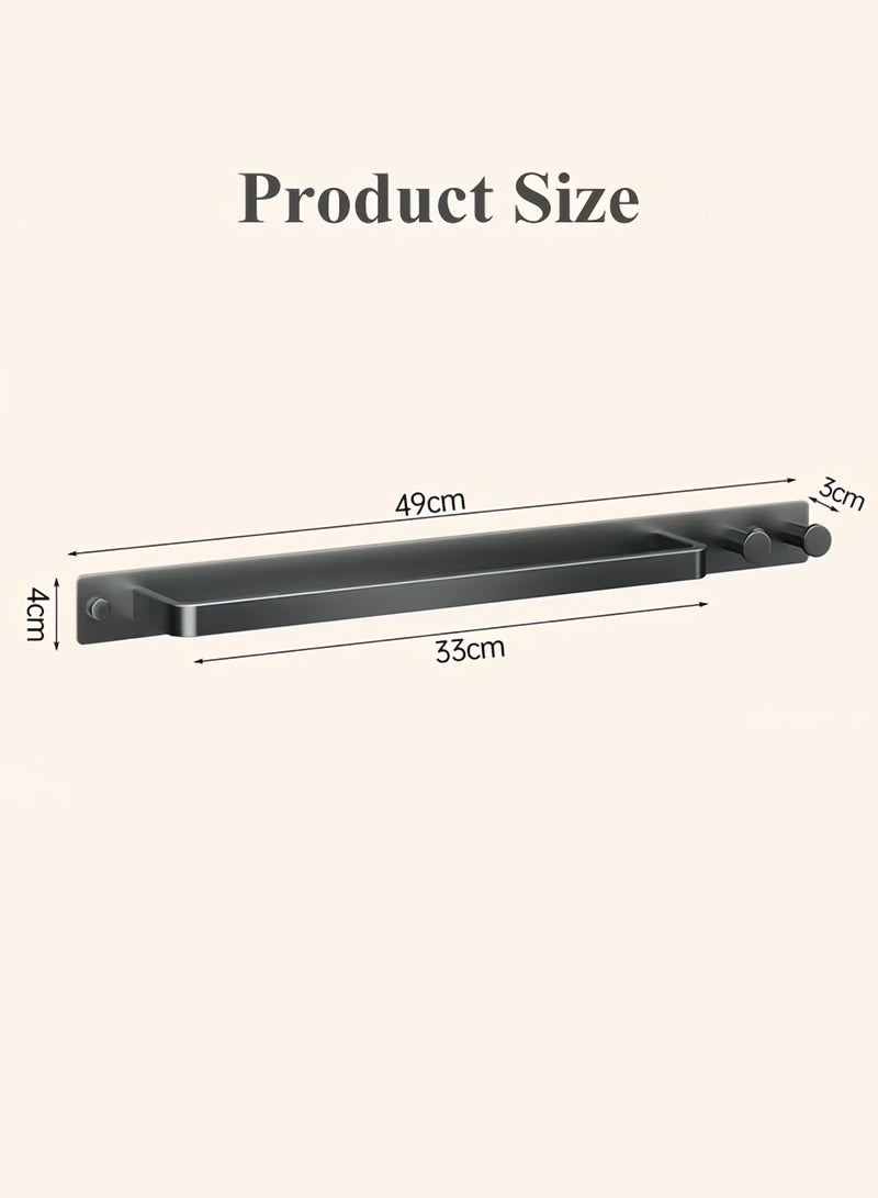 Poxvalzor 2PCS 50cm Bathroom Towel Rack, Wall Mount Storage Rack, Towel Bar for Bathroom, Towel Rack with Hooks, Wall-mounted Bathroom Storage Rack, No Punching Required Storage Shelves Shower Organizer with Portable Hooks - Image 2