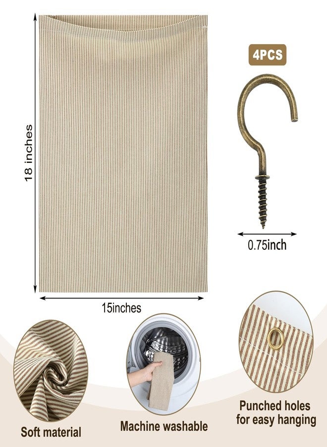 Ribbonlic Reusable Rag Cloth & Dish Towel Holder Natural Cotton Vintage Bag for Kitchen, Laundry Room, Bathroom Storage(Ecru,Horizontal Stripes) - Image 2