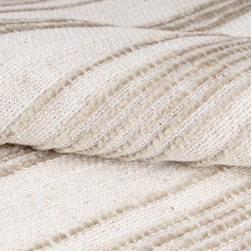 AELS 20x20 Decorative Farmhouse Linen Throw Pillow Covers, Beige with Brown Chenille Striped Pillow Case, Set of 2, Boho Textured Cushion Cover for Sofa Couch Living Room (Cover ONLY) - Image 3