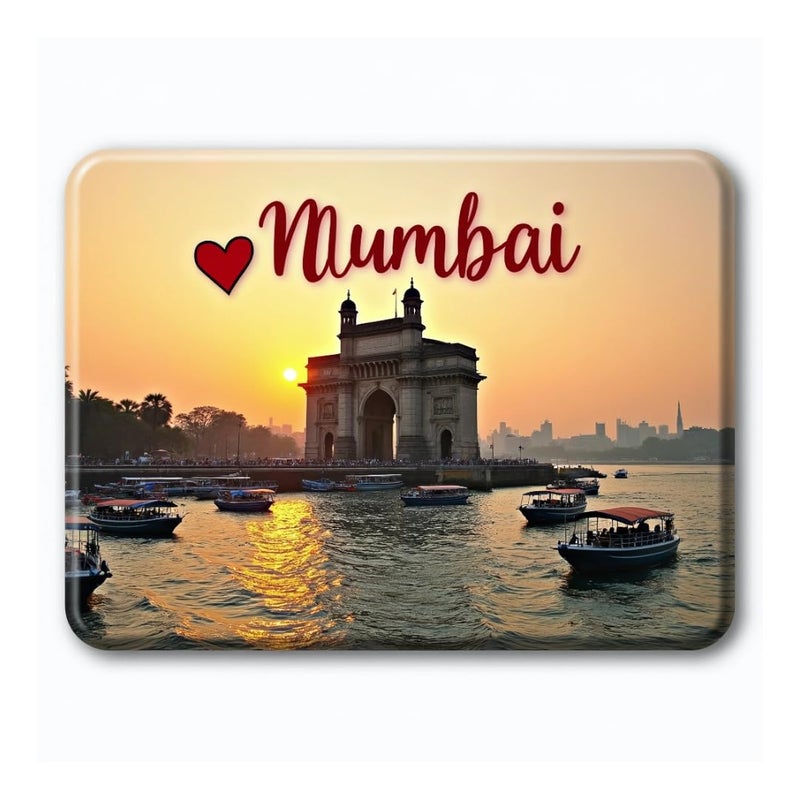 GiftODay Mumbai City Theme Souvenir Wooden Fridge Magnet for Refrigerator Mumbai Fridge Magnet for Kitchen Home Decoration Perfect Souvenir Gift Size 3x3 Inches Pack of 1 - Image 1