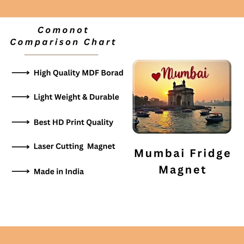 GiftODay Mumbai City Theme Souvenir Wooden Fridge Magnet for Refrigerator Mumbai Fridge Magnet for Kitchen Home Decoration Perfect Souvenir Gift Size 3x3 Inches Pack of 1 - Image 5