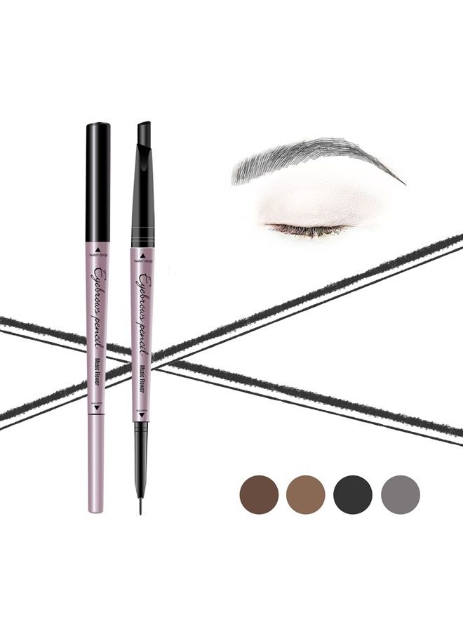 Music Flower Eyebrow Pencil Double Ended, Waterproof Natural Brow Enhancing Pen, Long lasting Eye Makeup, Pack of 1, Black - Image 1