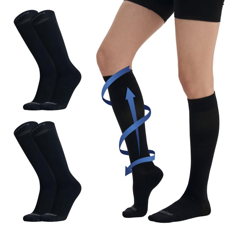 MONFOOT جوارب ضغط متدرجة من مونفوت للنساء والرجال، 3 أزواج، 15-20 ملم زئبق، أسود، مقاس صغير/متوسط، عبوة متعددة - Image 1