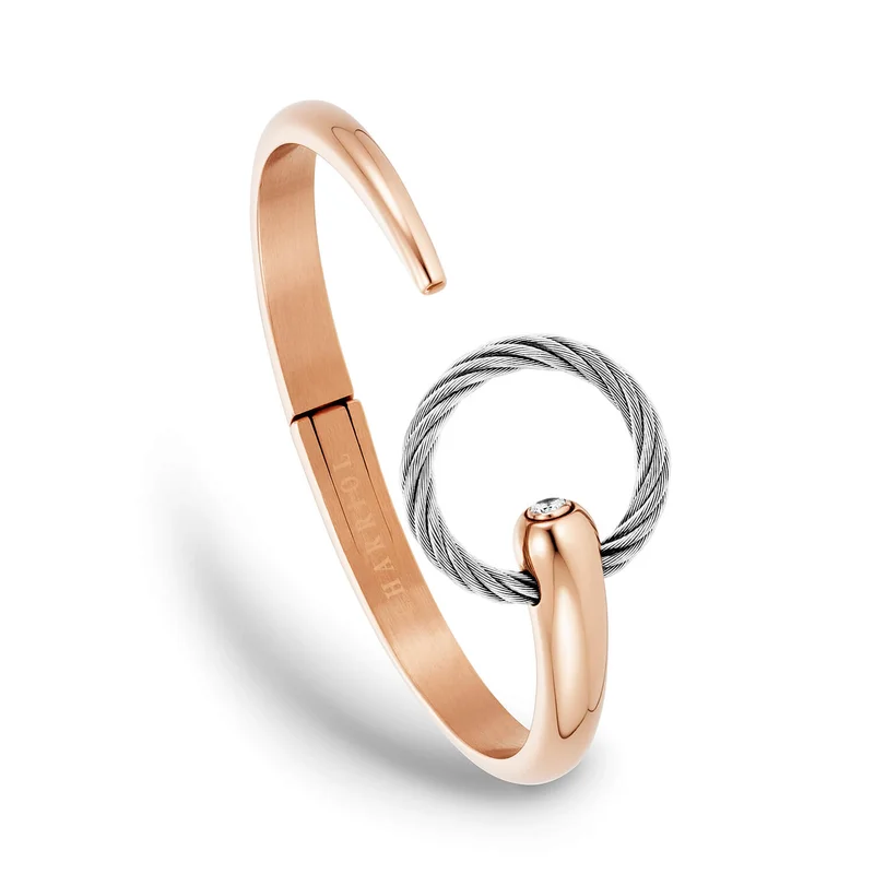 شاريول Bangle Steel Rg Pvd Zen 1 White Topaz Steel Cable -S Q324