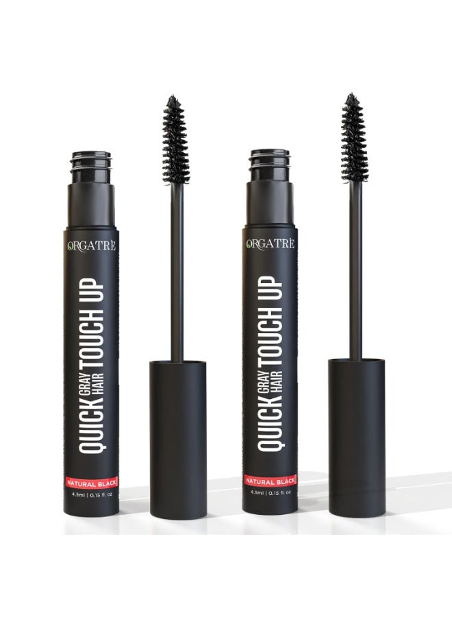 Orgatre Quick Gray Hair Touch Up Stick 4.5ml | Instant Gray Coverage for Men & Women | Semi Permanent | Black Color | Smudge-Proof & Long-Lasting | Ideal for All Hair Types | Enriched with Almond & Olive Oil (Pack of 2) - Image 1