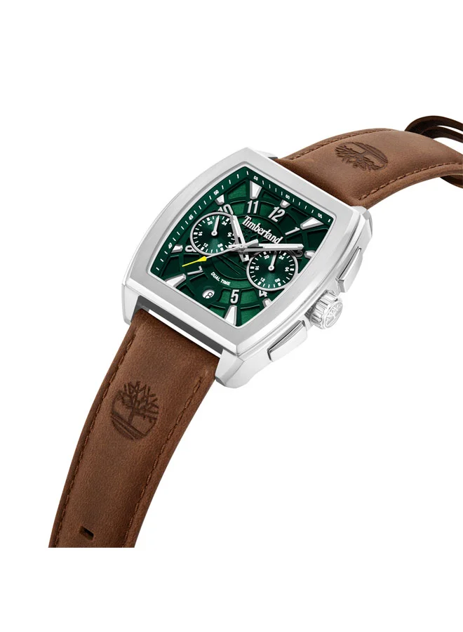 تمبرلاند Morristown Green Dial Leather Strap Multifunction Watch for Men, 40mm