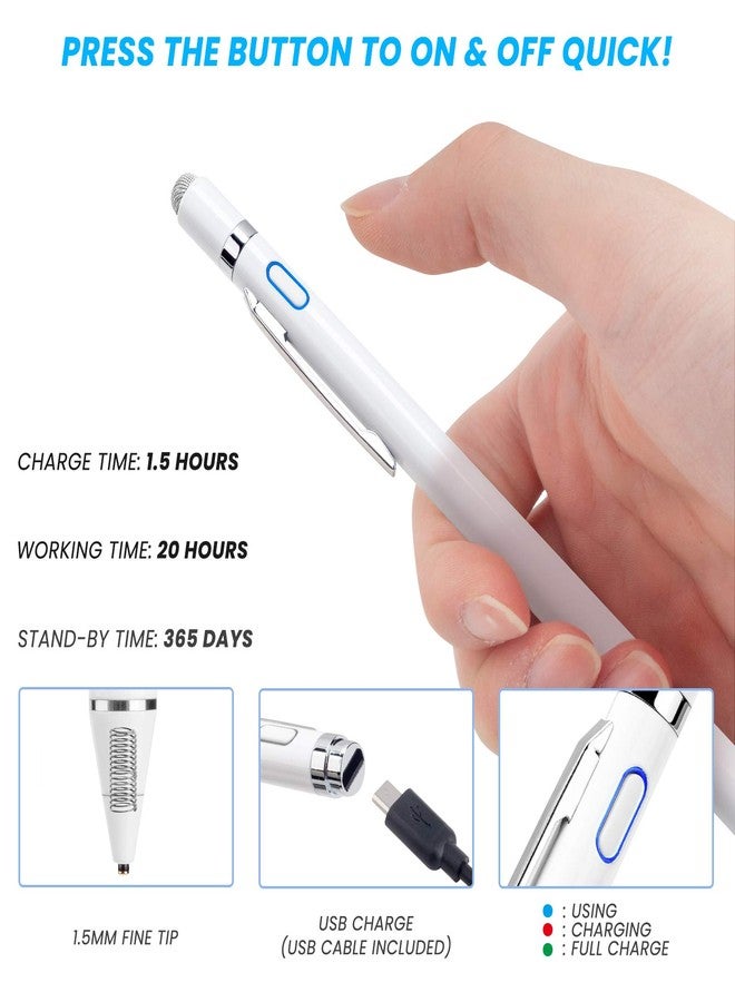 Edivia Stylus Pencil for Amazon Fire HD 10 Pen, EDIVIA Active Stylus Pen with 1.5mm Ultra Fine Metal Tip Pen Stylus for Amazon Fire HD 10 Drawing and Sketching Pencil,White - Image 3