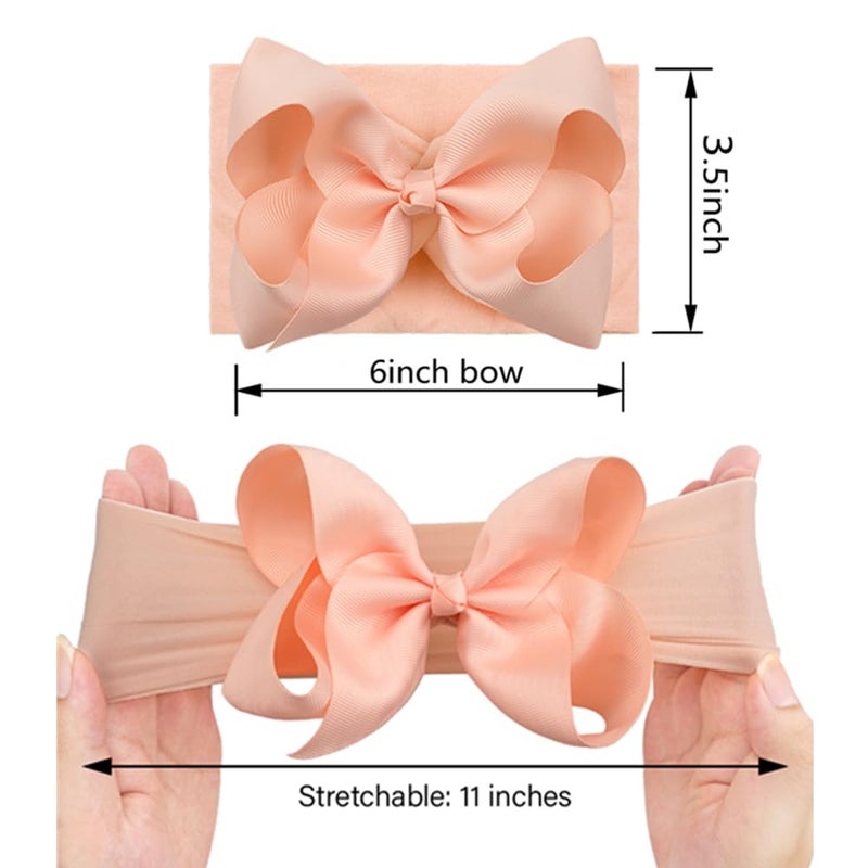Yxiang 20pcs Baby Headbands with 6" Big Elastics Nylon Ribbon Bows Hair Accessories for Newborns, Infants, Toddlers, Kids - Image 5