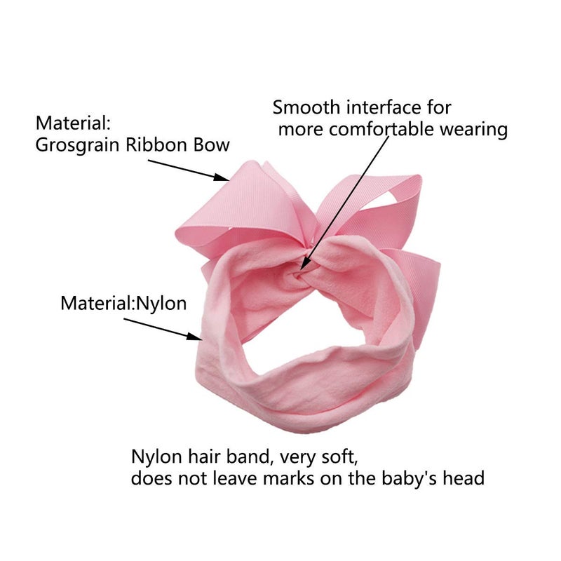 Yxiang 20pcs Baby Headbands with 6" Big Elastics Nylon Ribbon Bows Hair Accessories for Newborns, Infants, Toddlers, Kids - Image 4