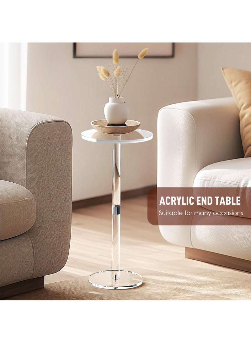 XiuWoo Stylish Acrylic End Table, Clear Side Tables for Small Space, 25cm Round Modern Drink Table for Living Room Bedroom Bathroom Office Outdoor, Business, Sturdy and Easy to Install - Image 2