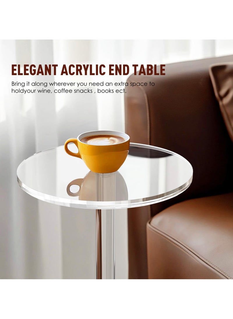 XiuWoo Stylish Acrylic End Table, Clear Side Tables for Small Space, 25cm Round Modern Drink Table for Living Room Bedroom Bathroom Office Outdoor, Business, Sturdy and Easy to Install - Image 3
