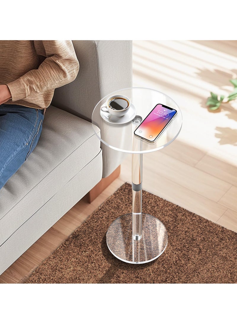 XiuWoo Stylish Acrylic End Table, Clear Side Tables for Small Space, 25cm Round Modern Drink Table for Living Room Bedroom Bathroom Office Outdoor, Business, Sturdy and Easy to Install - Image 4
