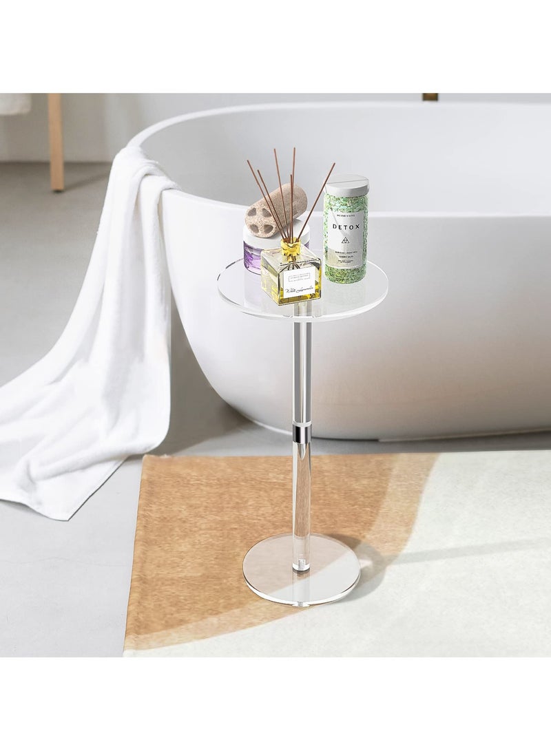 XiuWoo Stylish Acrylic End Table, Clear Side Tables for Small Space, 25cm Round Modern Drink Table for Living Room Bedroom Bathroom Office Outdoor, Business, Sturdy and Easy to Install - Image 5