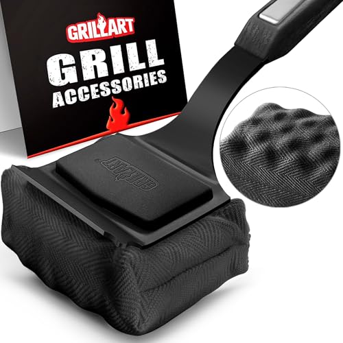 GRILLART Grill Brush Bristle Free. SteamWizards BBQ Replaceable Cleaning Head, Seamless-Fit Scraper Tools for Cast Iron/Stainless-Steel Grates Griddle, Safe Barbecue Grill Cleaner Brush-Dark Black - Image 1