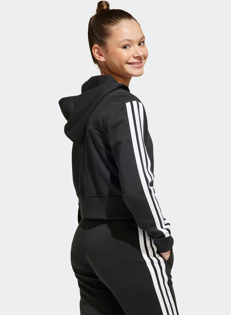 Adidas Jg 3S Ft Fz Cro Black Training Track Tops For Junior 7-8Y