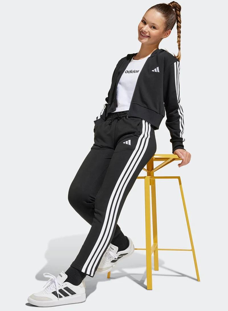 Adidas Jg 3S Ft Fz Cro Black Training Track Tops For Junior 7-8Y