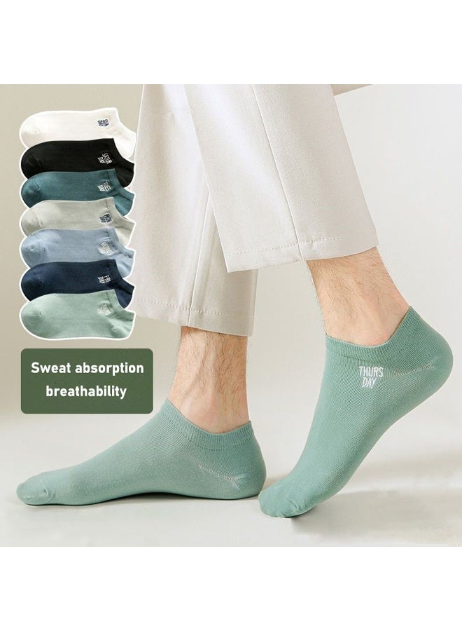 Zeemey 7-Pack Mixed Color Short Socks - Unisex Simple Letter Breathable Socks for All Seasons with Daily Wear Matching - Image 5