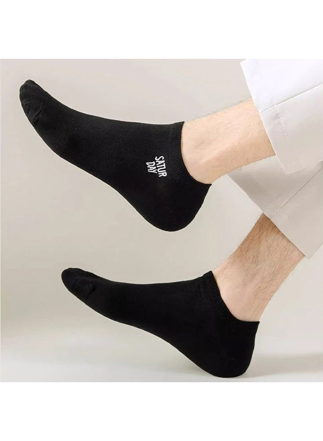 Zeemey 7-Pack Mixed Color Short Socks - Unisex Simple Letter Breathable Socks for All Seasons with Daily Wear Matching - Image 4