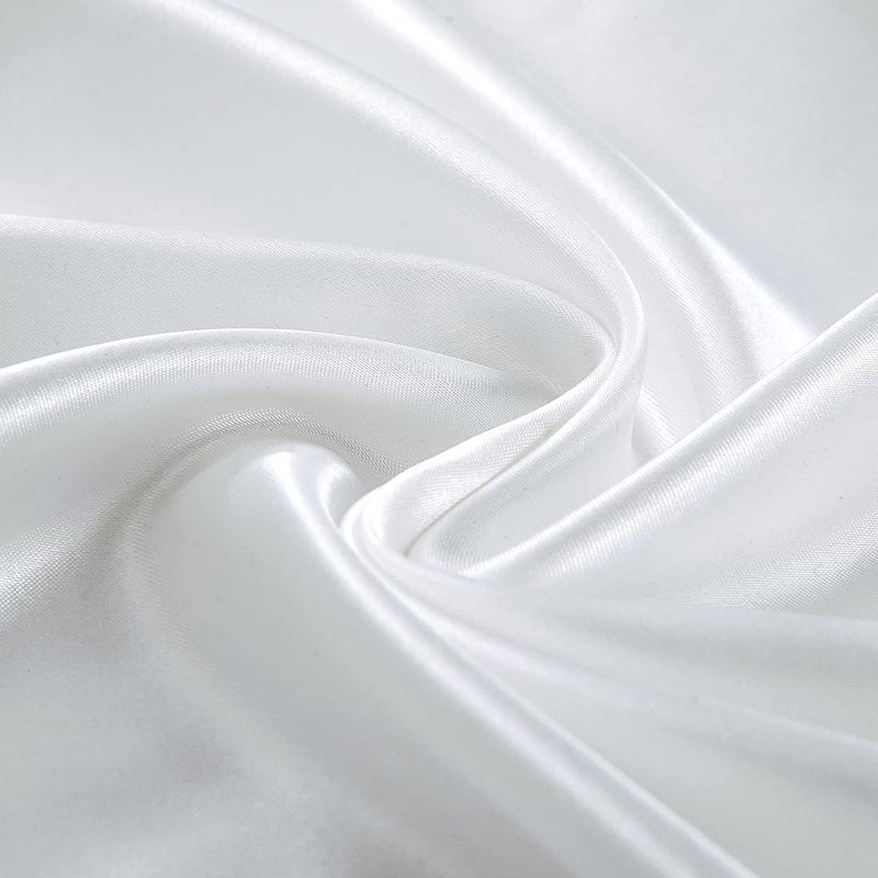 Homiest White Satin Fitted Sheet Full Size Fitted Bed Sheet  Deep Pocket Fitted Sheet Only  Luxury & Ultra Soft Bedding Fitted Sheet Single Bottom Bed Sheets Sold Separately - Image 5