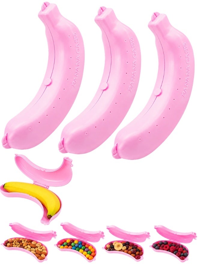 Portable Banana Shaped Food Storage Case – BPA-Free Reusable Banana Keeper with Ventilation Holes & Secure Lock, Snack Container for Bananas, Nuts, Dried Fruits, Berries, Candy, Chocolate & Lunch Box Snacks, Travel Food Storage Organizer for School, Office, Camping, Picnic & Outdoor Activities – Pack of 3 - Image 1
