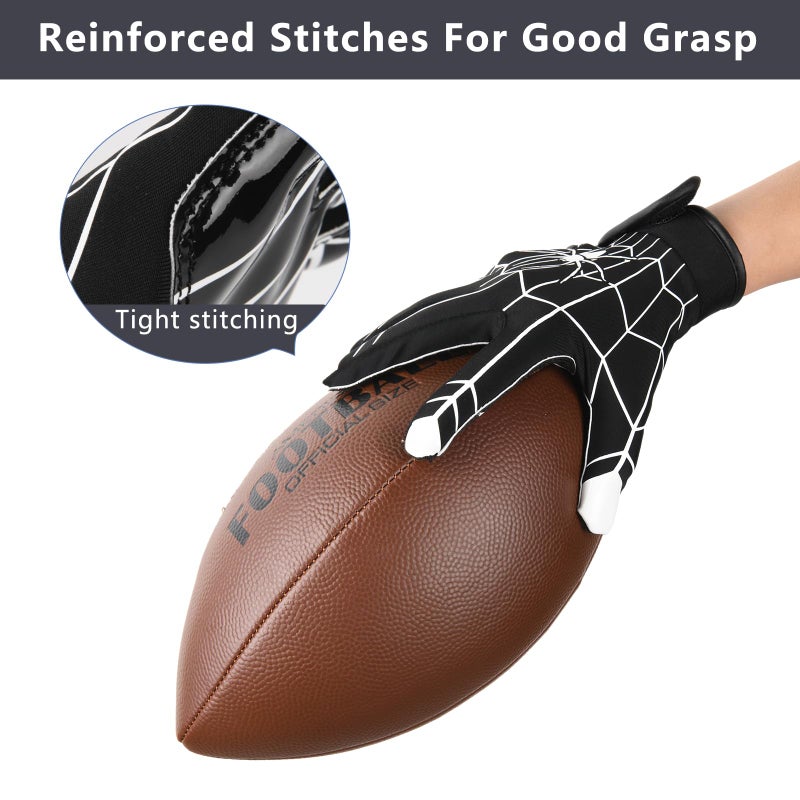 Rspgo Kids Football Gloves Youth Enhanced Grip Silicone Wide Receiver Gloves Spider Upgrades Xs/S - Image 4