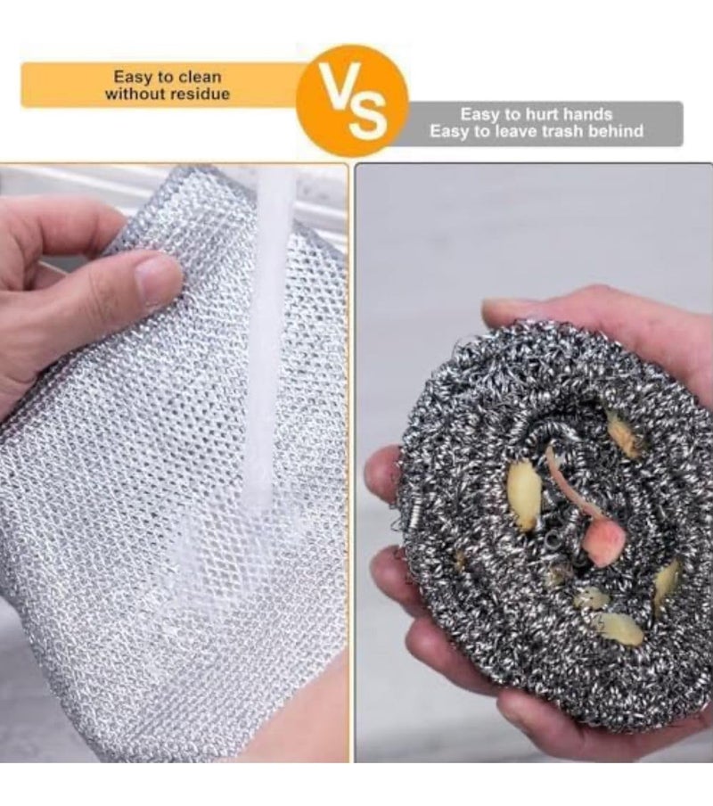 Lotus unique Lotus unique Multipurpose Wire Dishwashing Rags Dish Wash for Stain Removel Scrubber Stainless Steel Wire Heavy Duty NonScratch Scouring Double Sided Scrubbing Pad Pack of 10  - Image 5