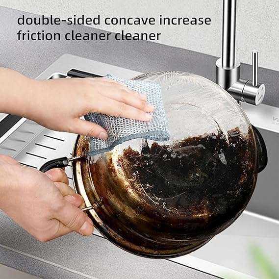 Lotus unique Lotus unique Multipurpose Wire Dishwashing Rags Dish Wash for Stain Removel Scrubber Stainless Steel Wire Heavy Duty NonScratch Scouring Double Sided Scrubbing Pad Pack of 10  - Image 4