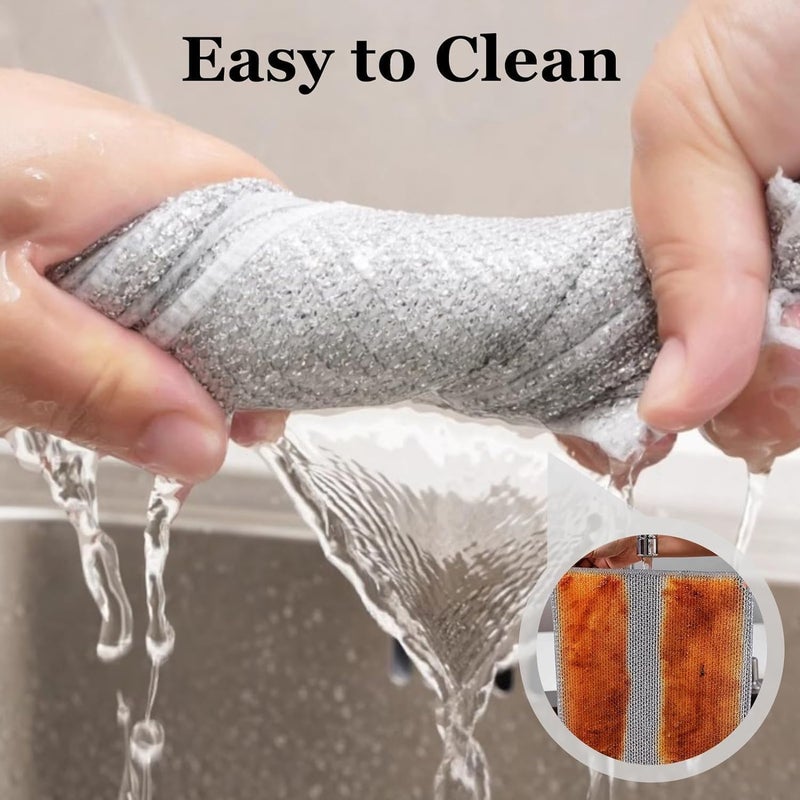 Lotus unique Lotus unique Multipurpose Wire Dishwashing Rags Dish Wash for Stain Removel Scrubber Stainless Steel Wire Heavy Duty NonScratch Scouring Double Sided Scrubbing Pad Pack of 10  - Image 2