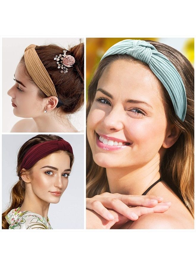 Maxdot 8 Pieces Headbands for Women, Knotted Wide Headbands Knotted Wide Turban Headband Cross Knot Hair Bands Elastic Hair Accessories for Women and Girls - Image 5