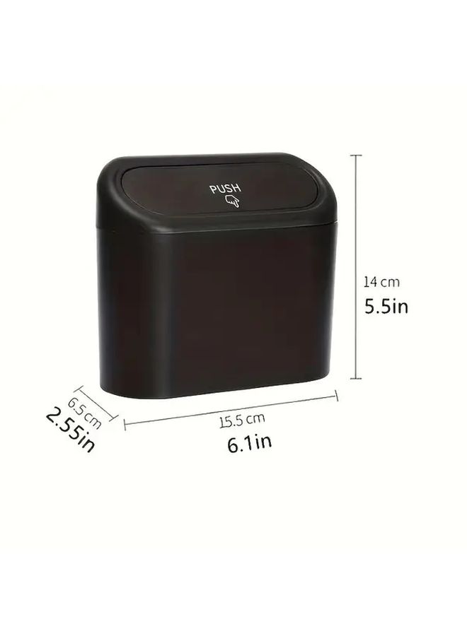 Black Compact Car Trash Can With Lid And Dual Openings For Auto Storage - Image 3