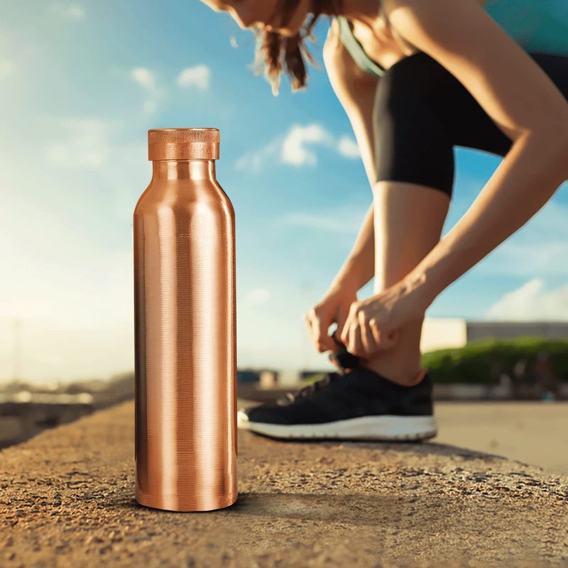 COPRON 100% Pure Copper Water Bottle Plain 30 oz 900 ml Ayurvedic Copper Water Bottle for Drinking with Leakproof Lid - Smooth Finish, Easy to Carry at Sports, Yoga, School, Office, Travel & Daily Use - Image 4