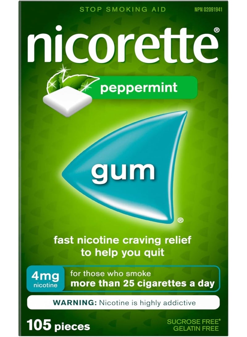 Nicorette Gum, Ultra Fresh Mint, 4 mg, 105 Count - Image 1