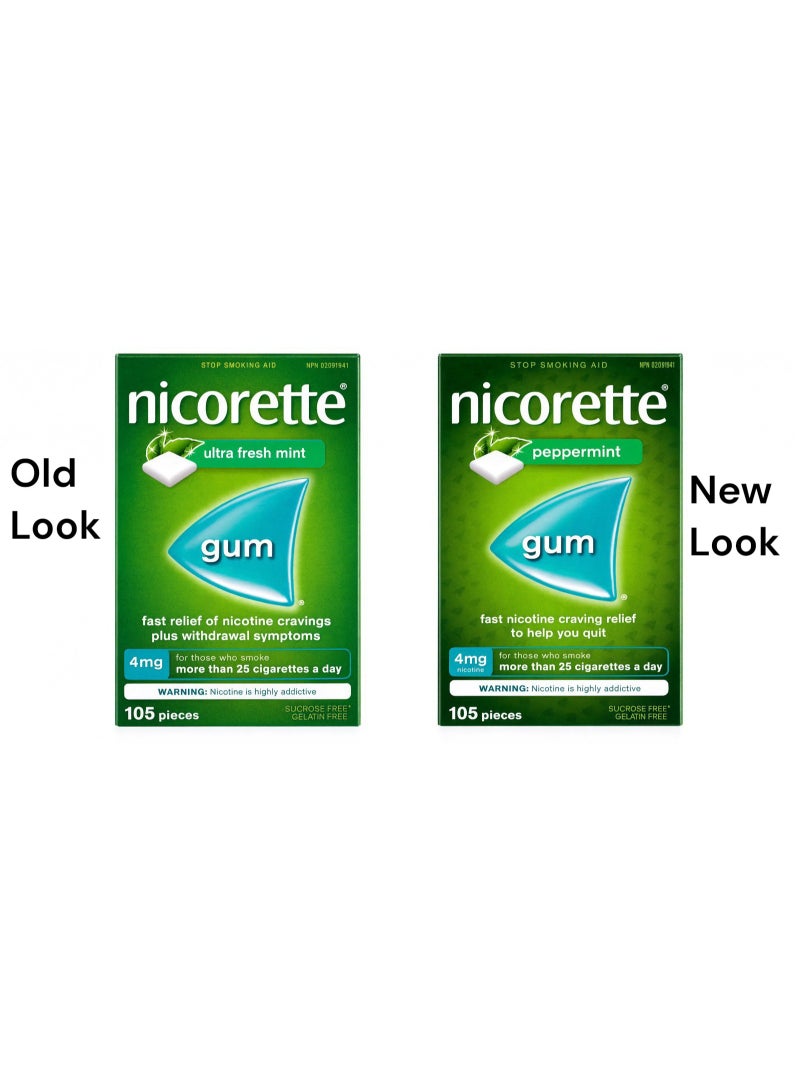 Nicorette Gum, Ultra Fresh Mint, 4 mg, 105 Count - Image 2