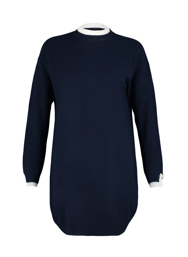 trendyol - Navy Blue Sleeves Pearl Detailed Knitwear Sweater TCTAW23AK00027 - Image 1