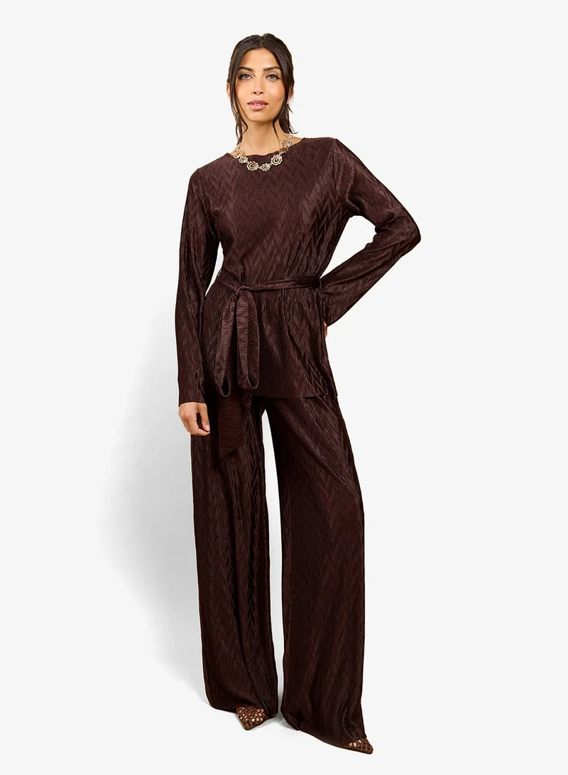 Little Mistress  Brown Plisse Top for Women | Best Price UAE