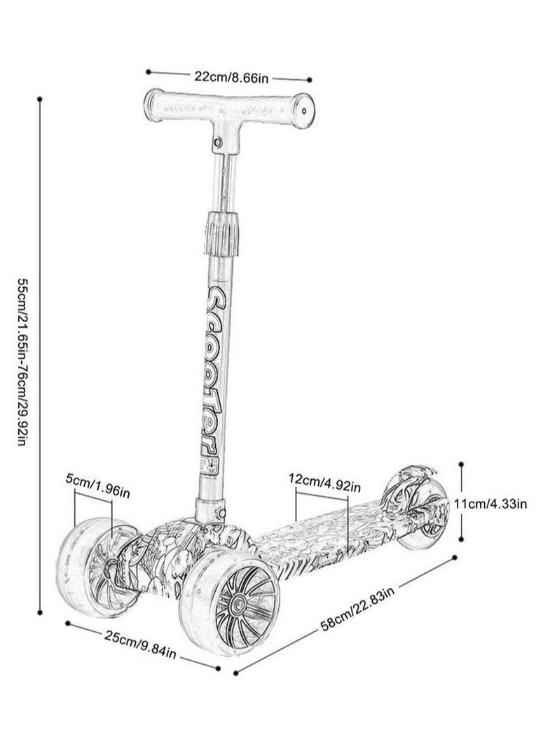 Eworld Kick Scooter for Kids 3 Wheels Toddlers Tri Cycle for 6 Years Old Boys Girls Learn to Steer with Adjustable Height Extra-Wide Deck with Flashing Wheel Lights.  - Image 2