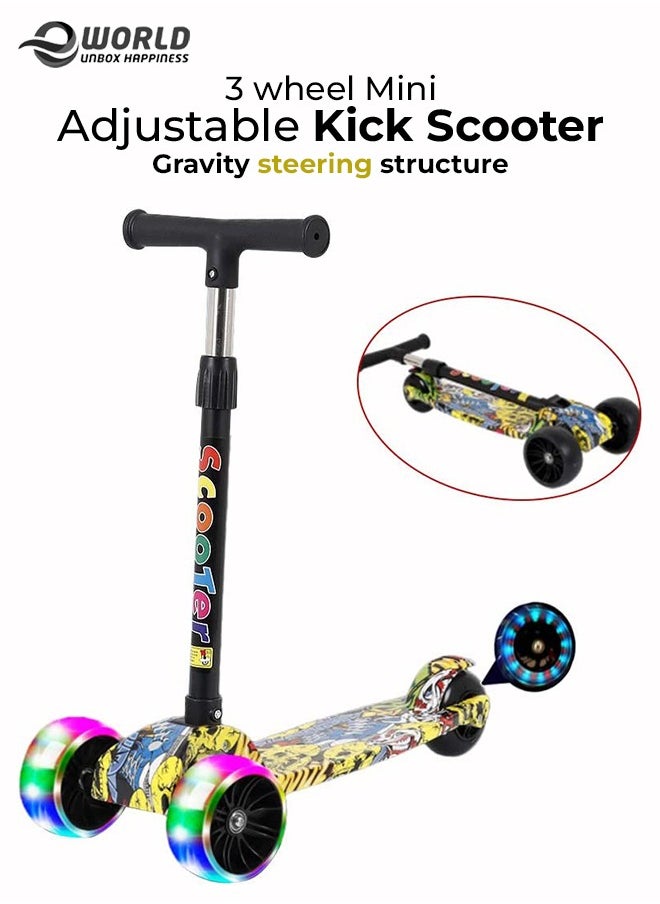 Eworld Kick Scooter for Kids 3 Wheels Toddlers Tri Cycle for 6 Years Old Boys Girls Learn to Steer with Adjustable Height Extra-Wide Deck with Flashing Wheel Lights.  - Image 1