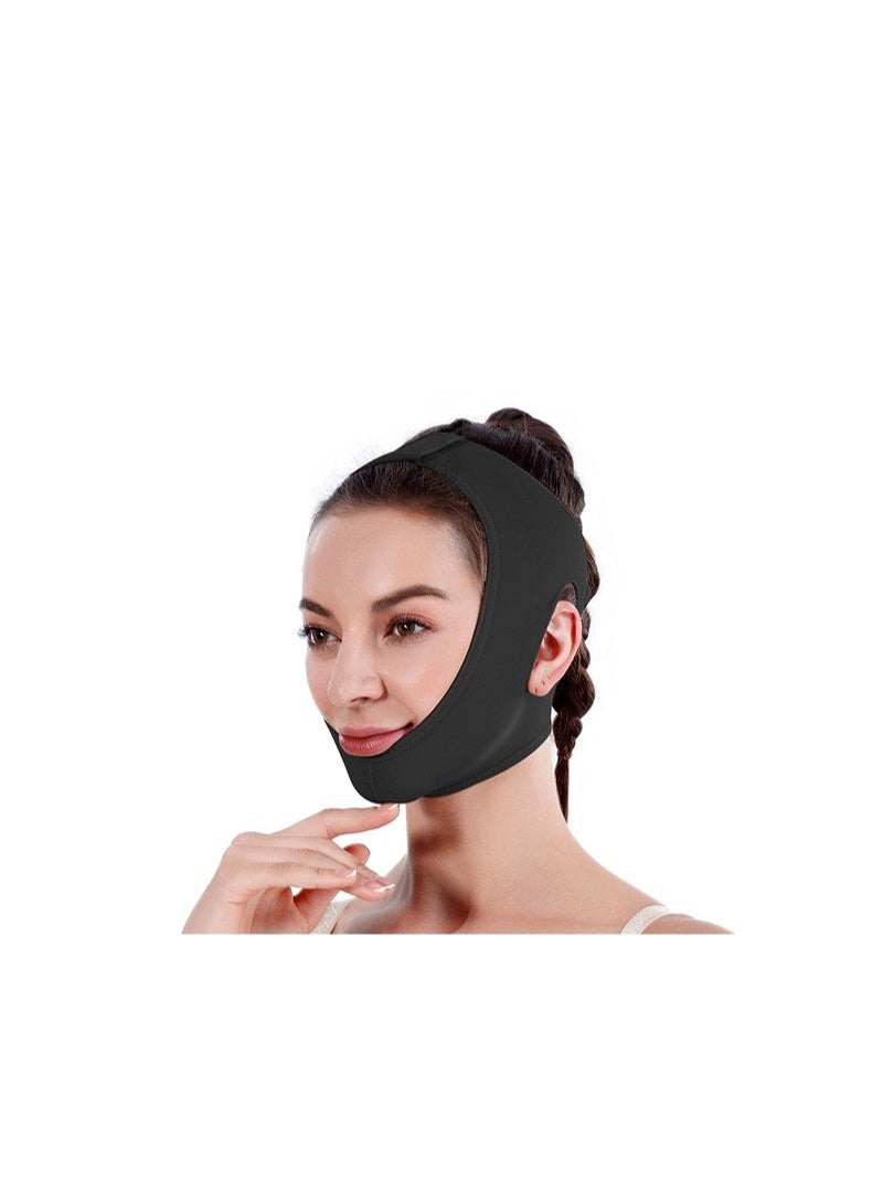 Post Surgery Neck and Chin Compression Garment Wrap Bandage, Face Slimmer, Jowl Tightening, Coverage, Lifting Strap, Tightening for Women (L)