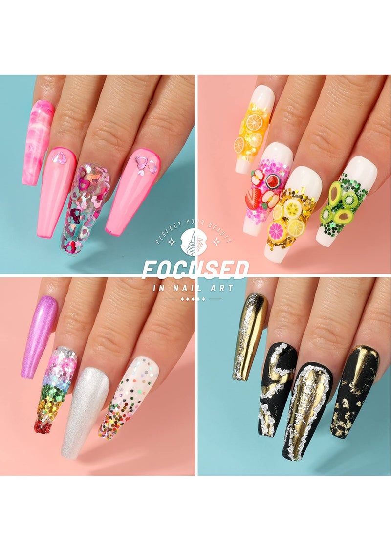 Excefore Nail Art Decoration Kit 12 Colors of Rhinestones Nail Art Fruit Slices Chunky Glitter Nail Sequins Laser Star Holographic Sparky Mixed Heart Nail Decorations  - Image 5