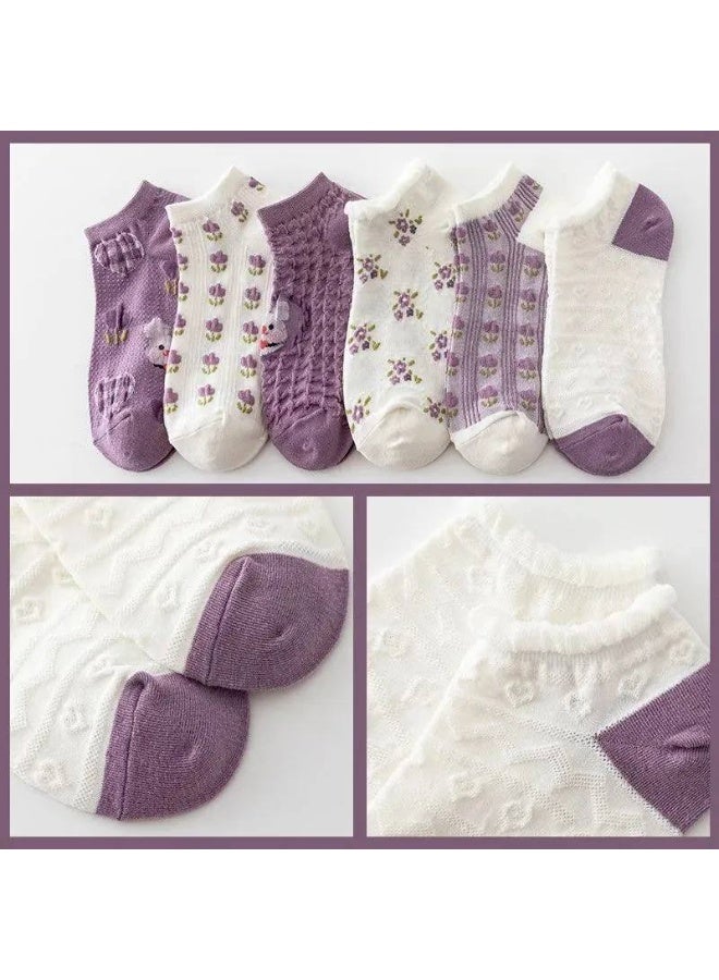 Women's Casual Cotton Socks Set, Short Ankle Socks – Soft and Comfortable Women's Socks – Cotton Sock Set (5 Pairs + 1 Free Gift) – Modern Styles and Multiple Colors - Image 3