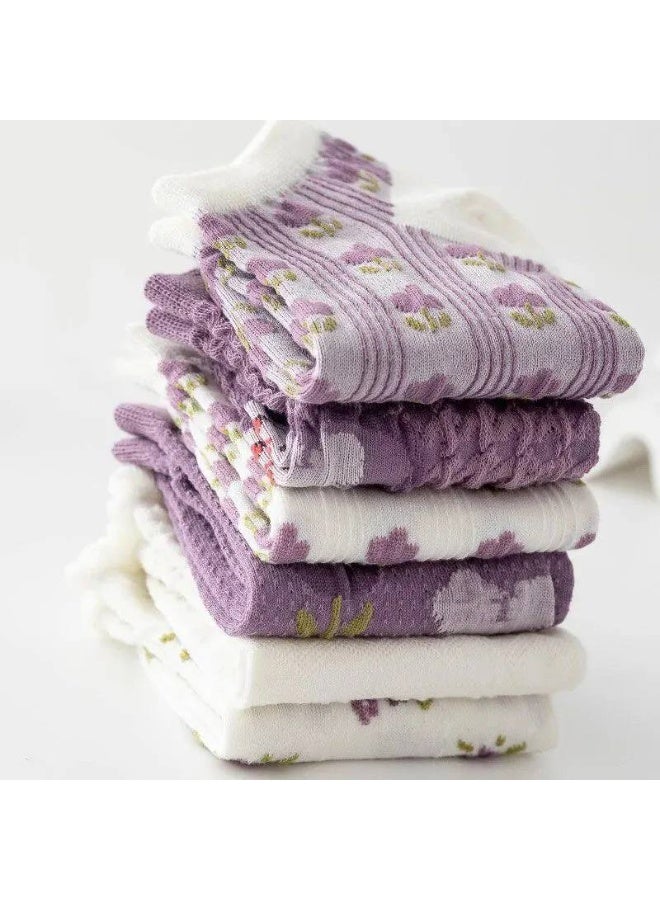 Women's Casual Cotton Socks Set, Short Ankle Socks – Soft and Comfortable Women's Socks – Cotton Sock Set (5 Pairs + 1 Free Gift) – Modern Styles and Multiple Colors - Image 5