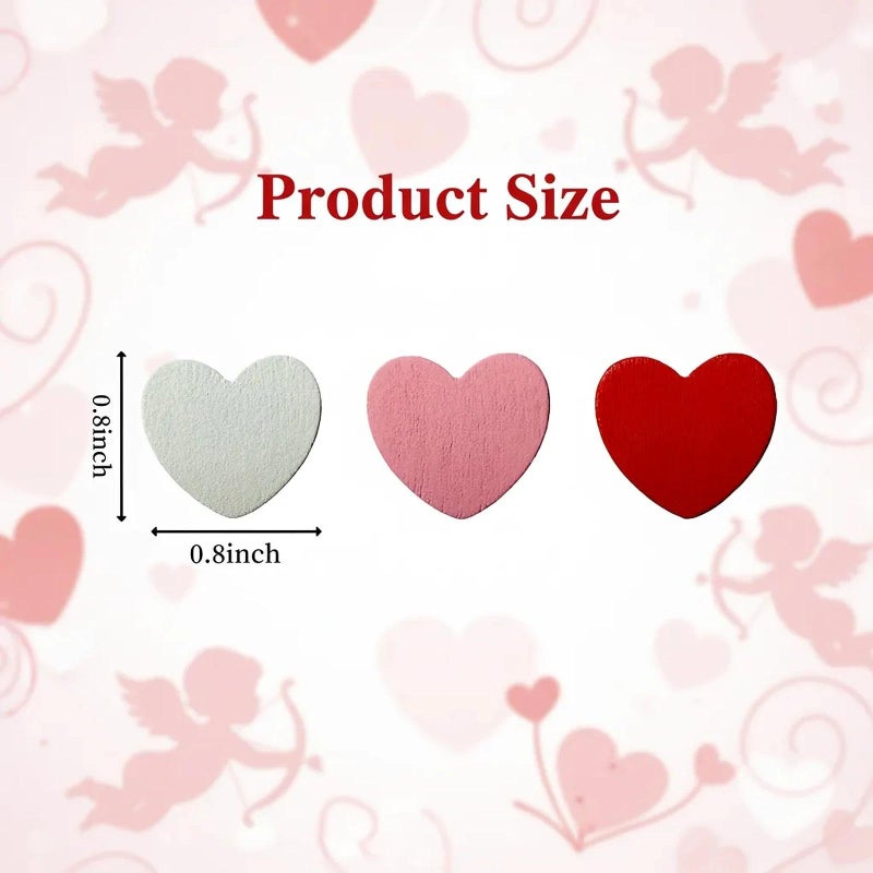 OceanCamel 120 Pieces Mini Wooden Heart Flatback Figures, 3 Assorted Colors Tiny Wood Heart Confetti for Valentine's Day Wedding Party DIY Craft Supplies,Vase Filler (Classic) - Image 2