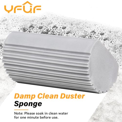 YFUIF 2-Pack Damp Clean Duster Sponge, Magic Sponge Eraser Baseboard Cleaner Tool, Dusters for Cleaning Blinds, Glass, Vents, Railings, Mirrors,Window Track Grooves and Faucets - Image 2