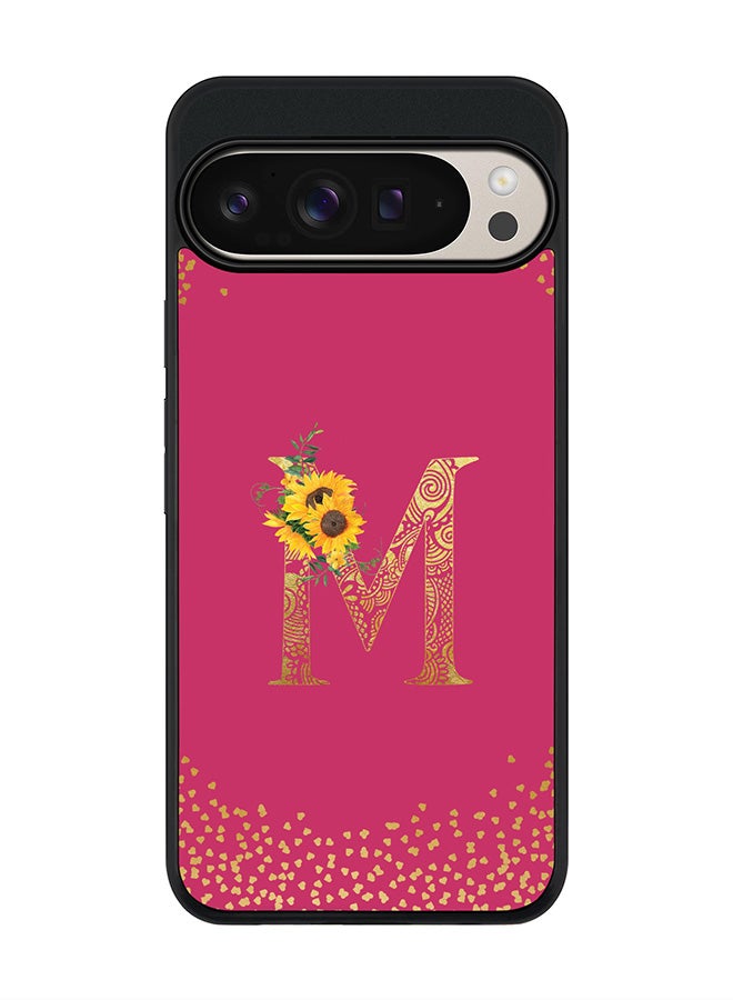 Stylizedd For Google Pixel 9 Pro XL Case,Slim fit Camera Protection, Shockproof Thin Phone cover - Custom Floral Monogram - M ( Deep Pink ) - Image 1
