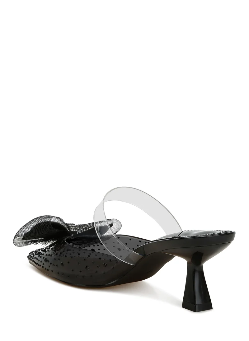 London Rag Embellished Bow Kitten Heels in Black